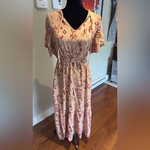 Knox Rose Cream and Red Midi Dress